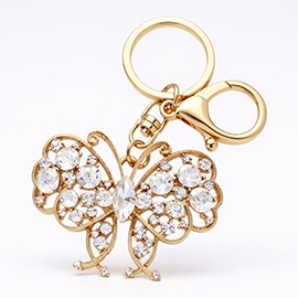 Marquise Round Crystal Butterfly Keychain Bag Charm