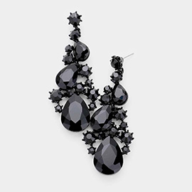 Pear Crystal Rhinestone Vine Evening Earrings