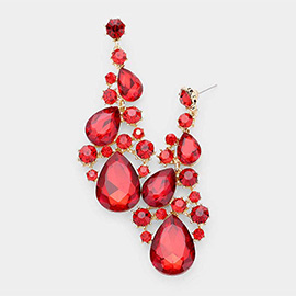 Pear Crystal Rhinestone Vine Evening Earrings