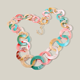 Bold Celluloid Acetate Link Long Necklace