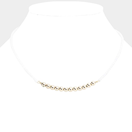 Faceted Beaded Metal Ball Accented Necklace