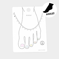 White Gold Dipped Tiny Metal Disc Station Anklet