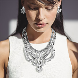 Antique Stone Embellished Statement Necklace