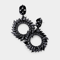 Spiral Marquise Stone Open Circle Evening Earrings