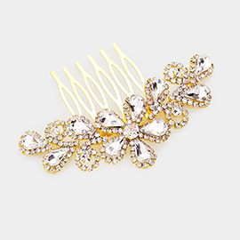 Teardrop Stone Flower Leaf Hair Comb