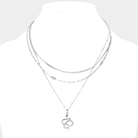 Metal Snake Pendant Layered Necklace