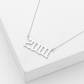 2001 White Gold Dipped Birth Year Pendant Necklace