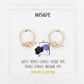 SECRET BOX_Metal Knot Open Circle Stud Earrings