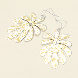 Splash Metal Leaf Link Dangle Earrings