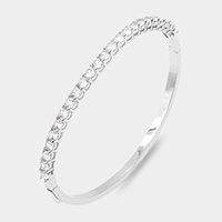 Rhodium Plated CZ Embellished Bangle Evening Bracelet