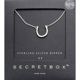 Secret Box_Sterling Silver Dipped CZ Horseshoe Pendant Necklace