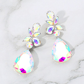 Teardrop Stone Dangle Evening Earrings
