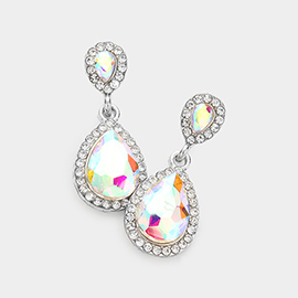 Double Teardrop Stone Evening Earrings