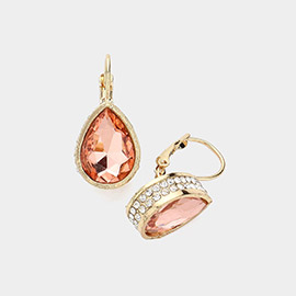Rhinestone Embellished Teardrop Stone Lever Back Evening Earrings