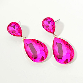 Glass Crystal Teardrop Evening Earrings