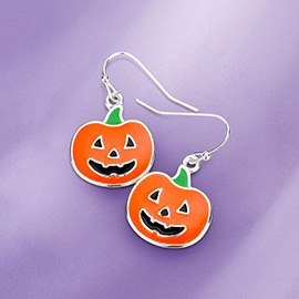 Enamel Pumpkin Dangle Earrings