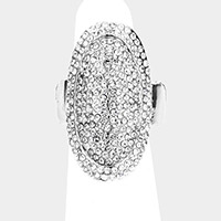 Rhinestone Embellished Metal Oval Stretch Ring