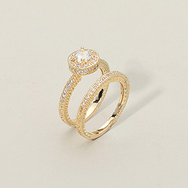 2PCS - Gold Plated CZ Embellished Rings