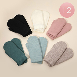 12Pairs - Chenille Lined Mitten Gloves