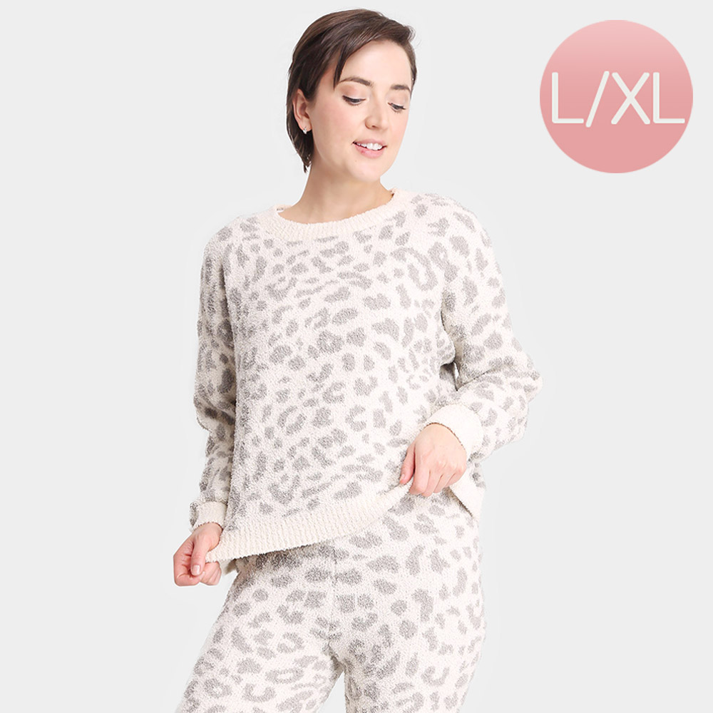 Leopard Patterned Soft Loungewear Sweater Top