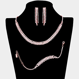 3PCS - Rhinestone Necklace Jewelry Set