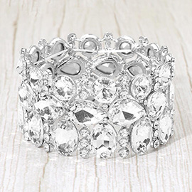 Multi Stone Cluster Evening Stretch Bracelet