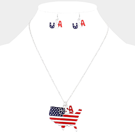 Enamel USA State Map Pendant Necklace