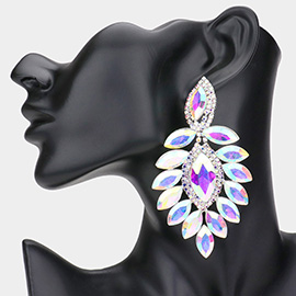 Marquise Stone Cluster Dangle Evening Earrings