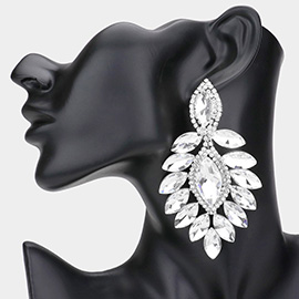 Marquise Stone Cluster Dangle Evening Earrings