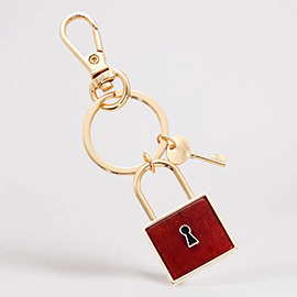 Semi Precious Lock Keychain Bag Charm