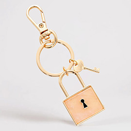 Semi Precious Lock Keychain Bag Charm