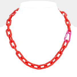 Resin Open Oval Link Necklace