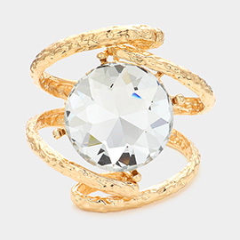 Round Glass Crystal Stone Hinged Bracelet