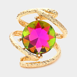 Round Glass Crystal Stone Hinged Bracelet