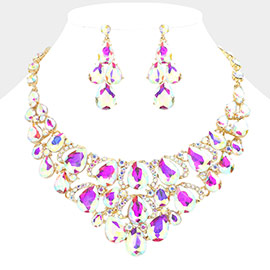 Teardrop Stone Cluster Evening Necklace