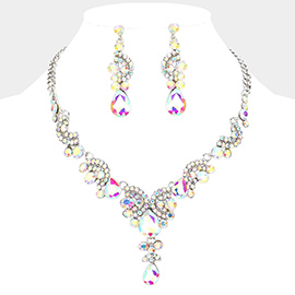 Teardrop Stone Accented Evening Necklace