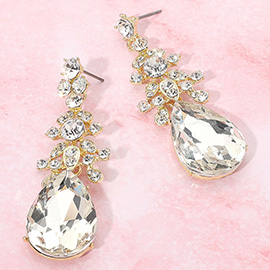 Glass Crystal Teardrop Accented Evening Earrings