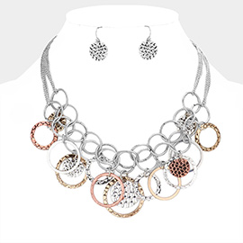 Antique Metal Open Circle Link Collar Necklace