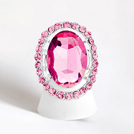 Rhinestone Trimmed Oval Cut Stretch Ring