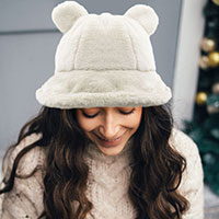 Faux Fur Bear Ear Bucket Hat