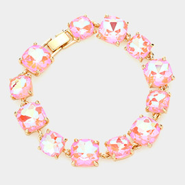 Cushion Square Stone Link Evening Bracelet
