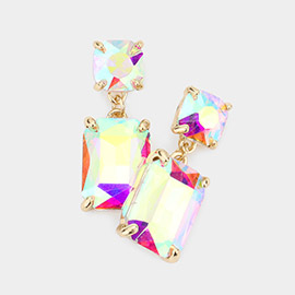 Square Rectangle Link Dangle Evening Earrings