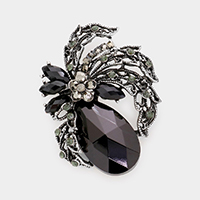 Teardrop Stone Accented Leaf Pin Brooch