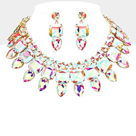 Multi Stone Cluster Evening Necklace