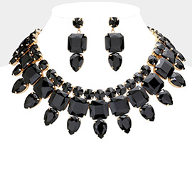 Multi Stone Cluster Evening Necklace