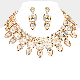 Multi Stone Cluster Evening Necklace