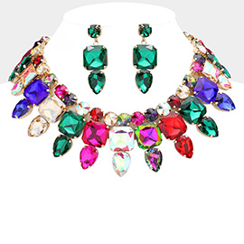Multi Stone Cluster Evening Necklace