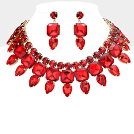 Multi Stone Cluster Evening Necklace