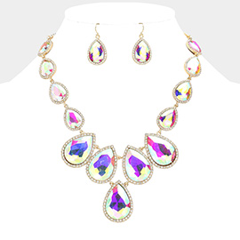 Teardrop Stone Link Evening Necklace