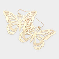 Brass Metal Cutout Butterfly Dangle Earrings